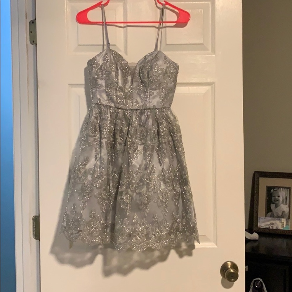 Silver beaded homecoming dress! Size 1 - 2